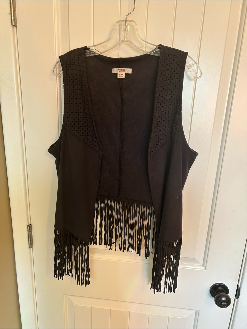 Mossimo Supply Co. Black Fringe Open-Front Vest with Eyelet Shoulders